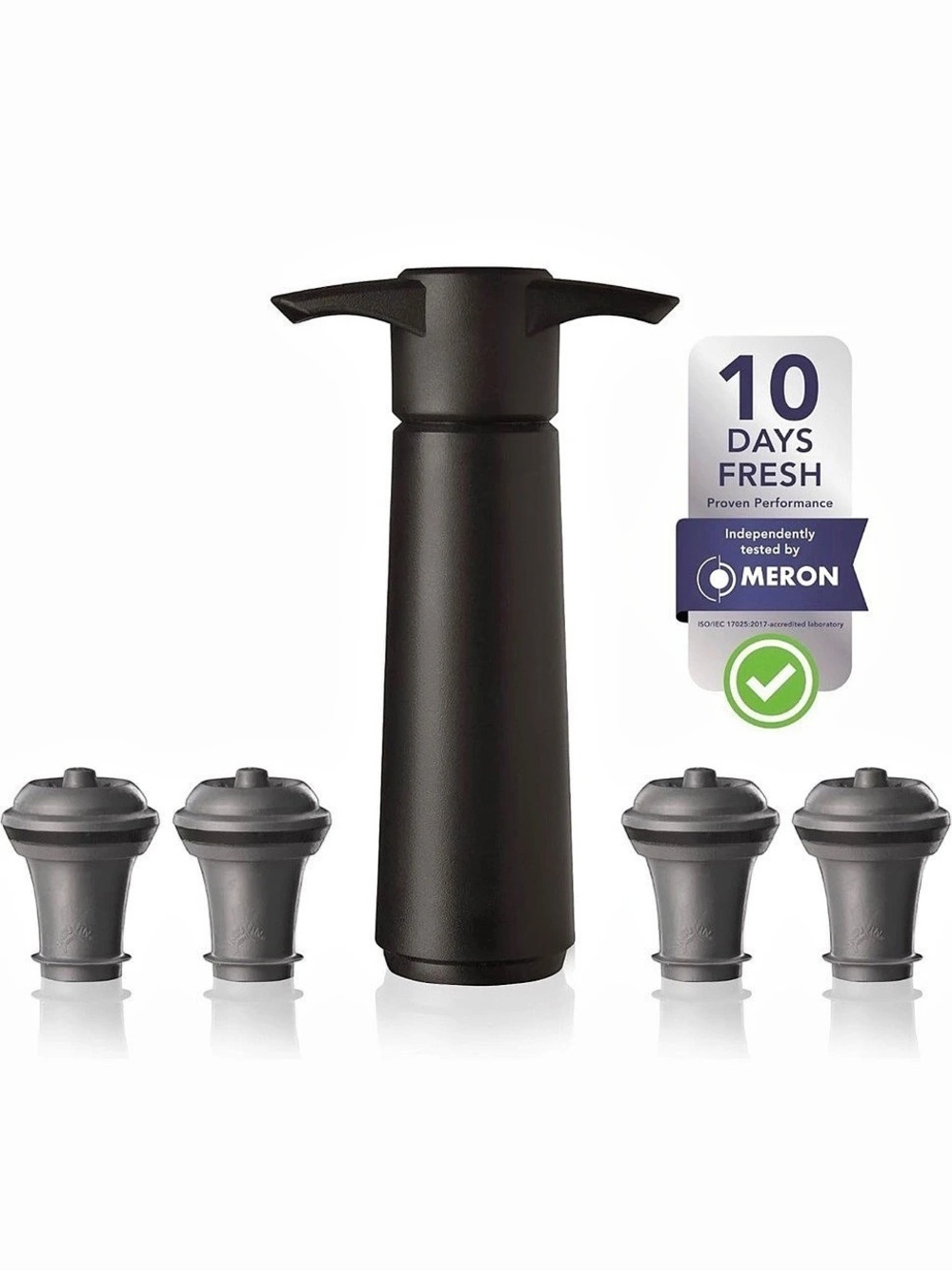 Vacuvin Wine Saver Original with 4 Stoppers Black NWT